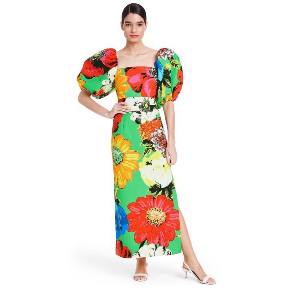 Christopher John Rogers Floral Puff Sleeve Dress